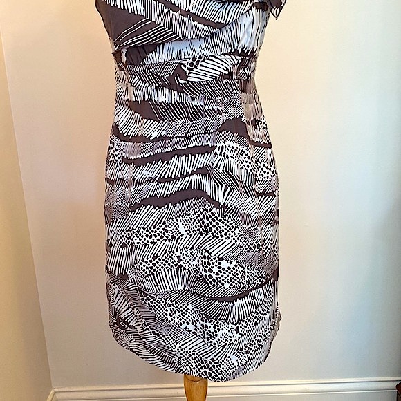BCBGMAXAZRIA Cocoa Combo Animal Print Square Neck Sleeveless Party Dress Size M - Picture 3 of 15